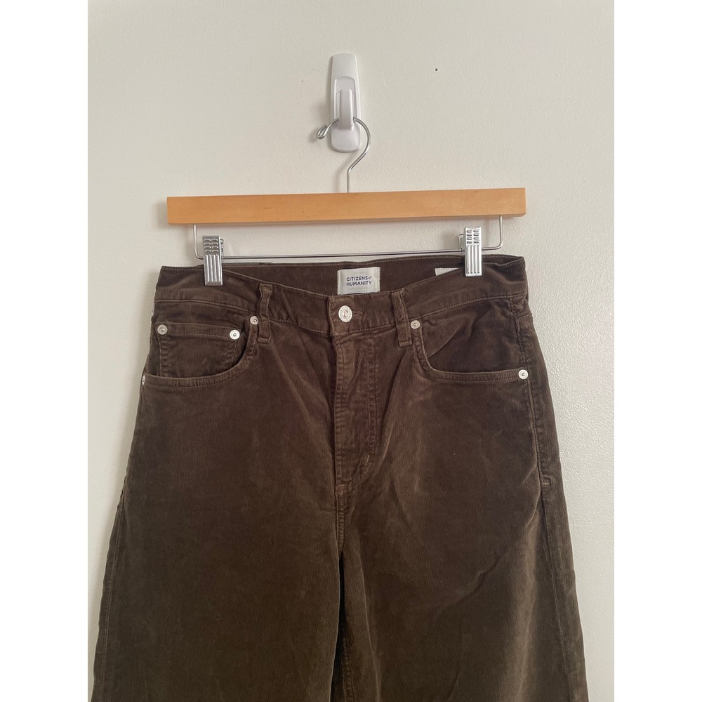 NEW Citizens of Humanity Lyra Corduroy Pants Womens 28 Green Wide Leg Raw Hem - Picture 4 of 13